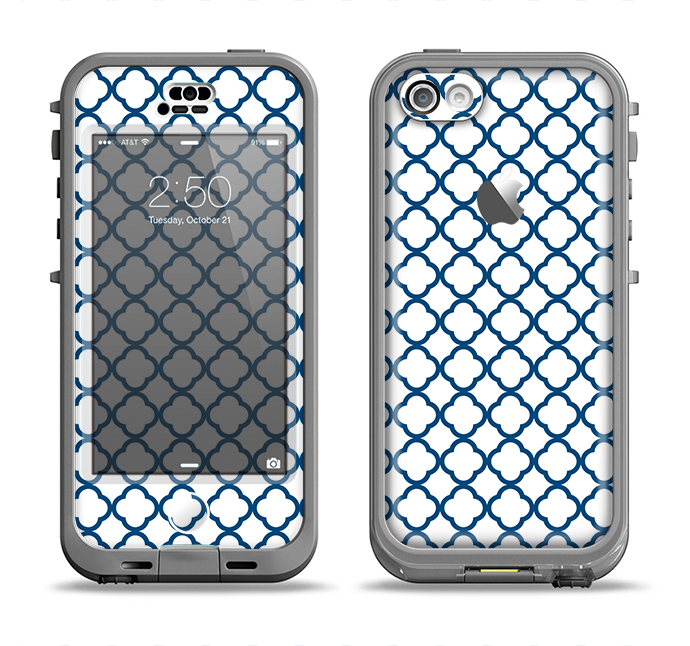 The Navy & White Seamless Morocan Pattern V2 Apple iPhone 5c LifeProof Nuud Case Skin Set