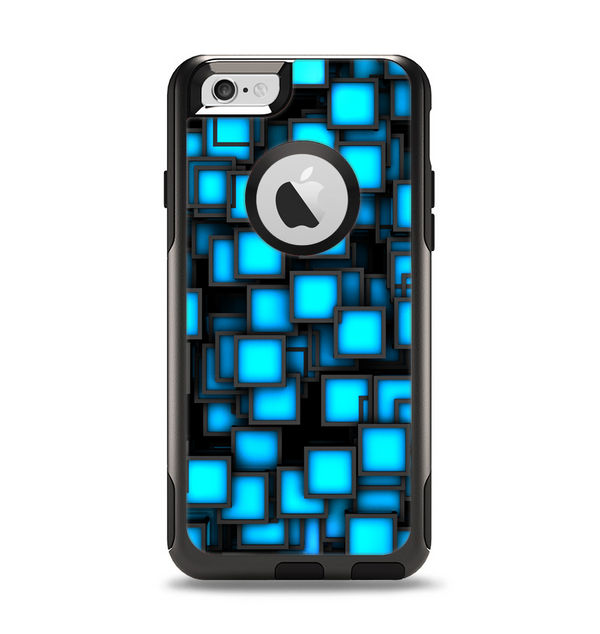 The Neon Blue Abstract Cubes Apple iPhone 6 Otterbox Commuter Case Skin Set