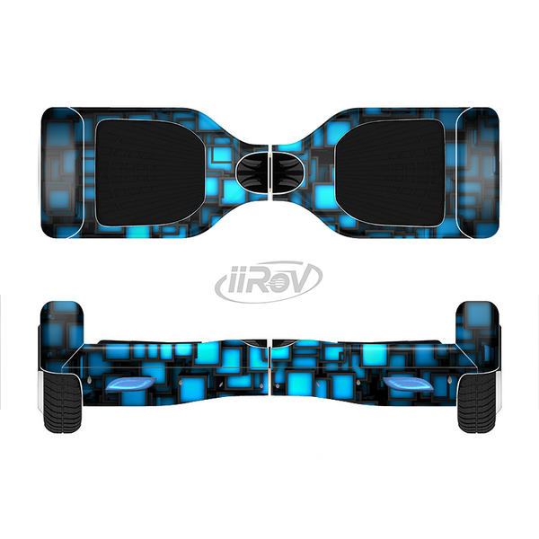 The Neon Blue Abstract Cubes Full-Body Skin Set for the Smart Drifting SuperCharged iiRov HoverBoard