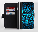 The Neon Blue Abstract Cubes Ink-Fuzed Leather Folding Wallet Credit-Card Case for the Apple iPhone 6/6s, 6/6s Plus, 5/5s and 5c