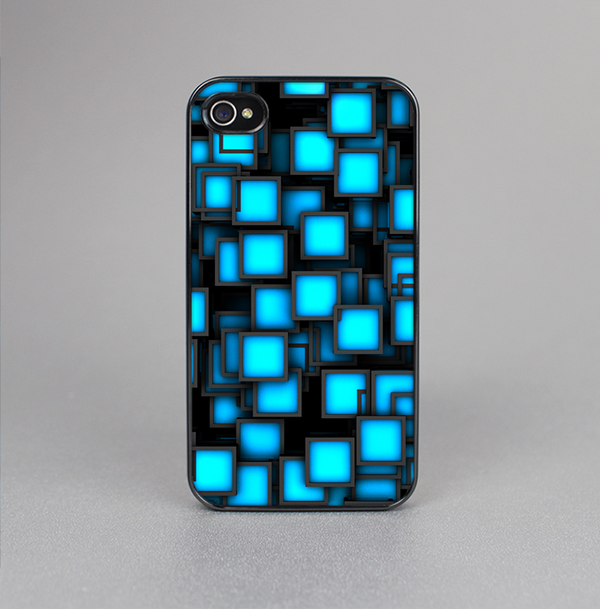 The Neon Blue Abstract Cubes Skin-Sert for the Apple iPhone 4-4s Skin-Sert Case