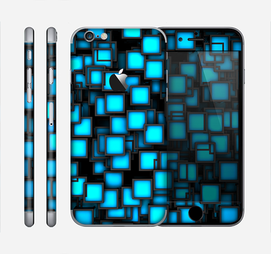 The Neon Blue Abstract Cubes Skin for the Apple iPhone 6