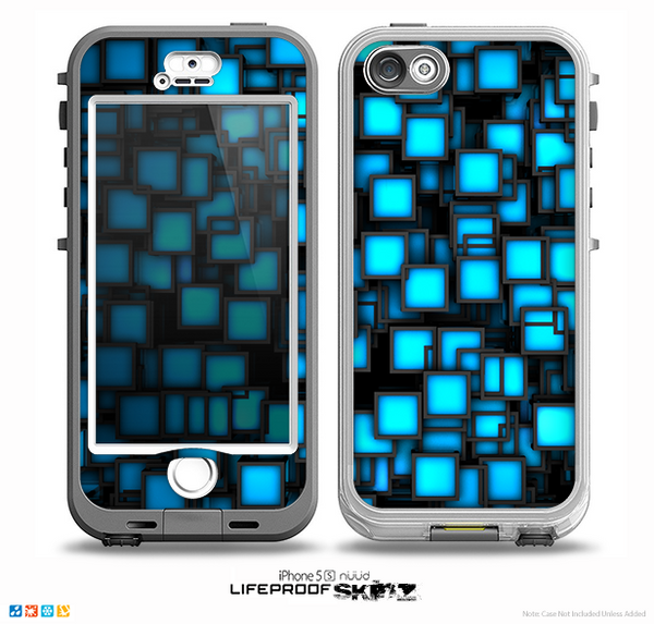 The Neon Blue Abstract Cubes Skin for the iPhone 5-5s NUUD LifeProof Case