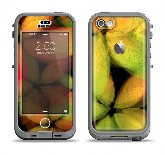 The Neon Blurry Translucent Flowers Apple iPhone 5c LifeProof Nuud Case Skin Set
