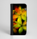 The Neon Blurry Translucent Flowers Ink-Fuzed Leather Folding Wallet Case for the iPhone 6/6s, 6/6s Plus, 5/5s and 5c