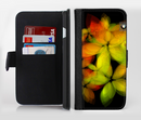 The Neon Blurry Translucent Flowers Ink-Fuzed Leather Folding Wallet Credit-Card Case for the Apple iPhone 6/6s, 6/6s Plus, 5/5s and 5c