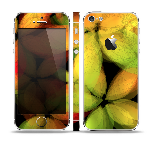 The Neon Blurry Translucent Flowers Skin Set for the Apple iPhone 5