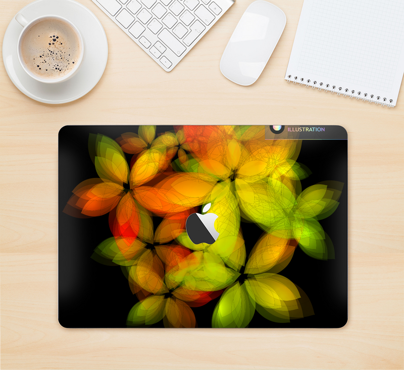 The Neon Blurry Translucent Flowers Skin Kit for the 12" Apple MacBook (A1534)