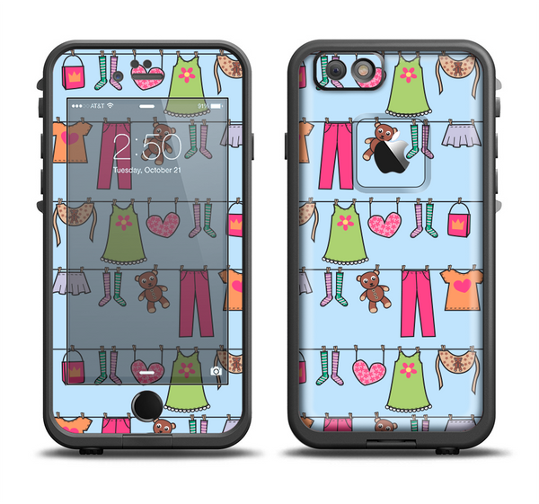 The Neon Clothes Line Pattern Apple iPhone 6/6s LifeProof Fre Case Skin Set