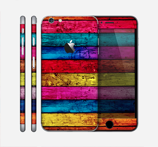 The Neon Color Wood Planks Skin for the Apple iPhone 6 Plus