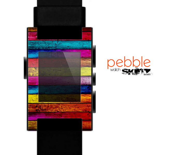 The Neon Color Wood Planks Skin for the Pebble SmartWatch