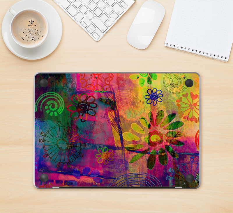 The Neon Colored Grunge Surface Skin Kit for the 12" Apple MacBook (A1534)