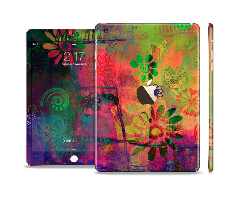The Neon Colored Grunge Surface Full Body Skin Set for the Apple iPad Mini 3