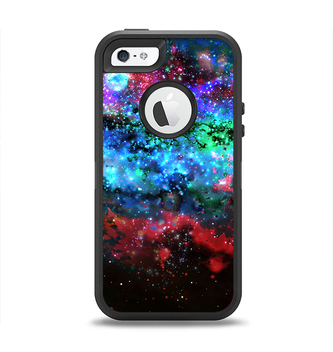 The Neon Colored Paint Universe Apple iPhone 5-5s Otterbox Defender Case Skin Set