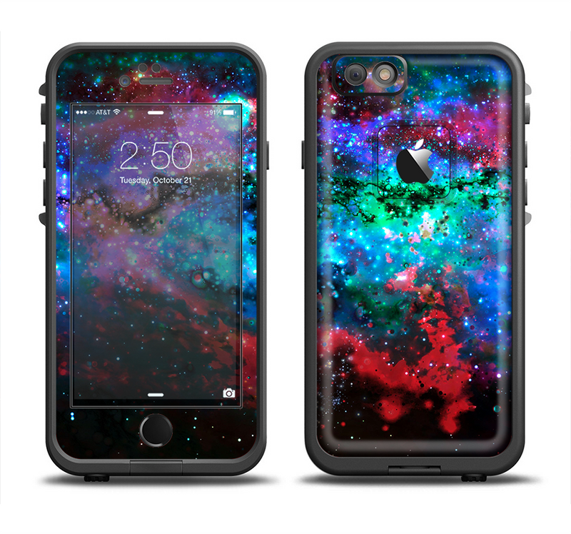 The Neon Colored Paint Universe Apple iPhone 6/6s Plus LifeProof Fre Case Skin Set