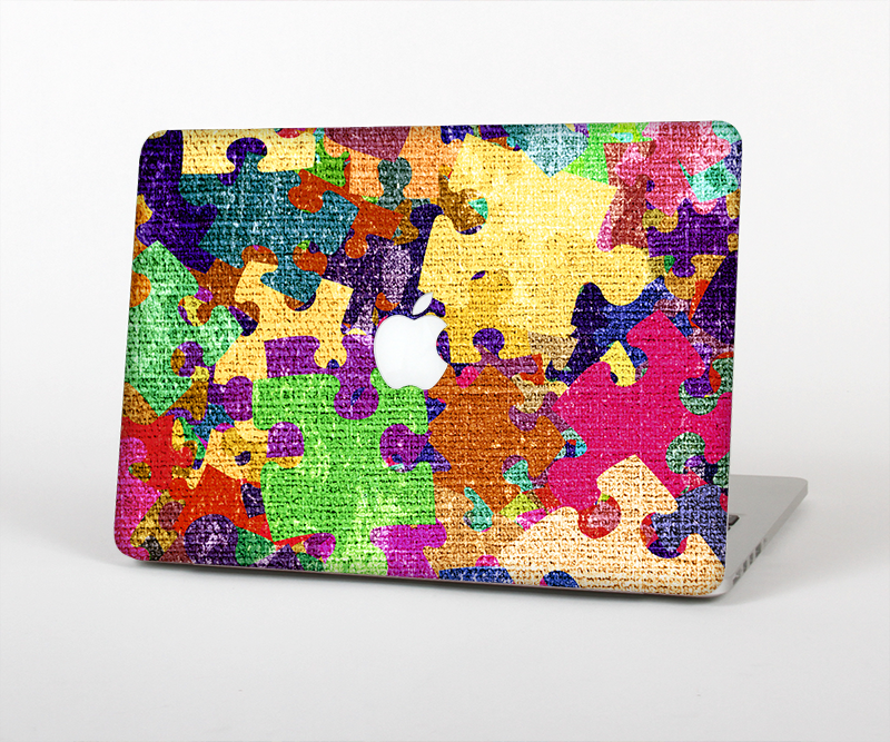 The Neon Colored Puzzle Pieces Skin Set for the Apple MacBook Pro 15" with Retina Display