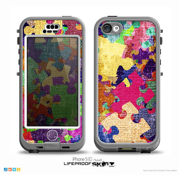 The Neon Colored Puzzle Pieces Skin for the iPhone 5c nüüd LifeProof Case