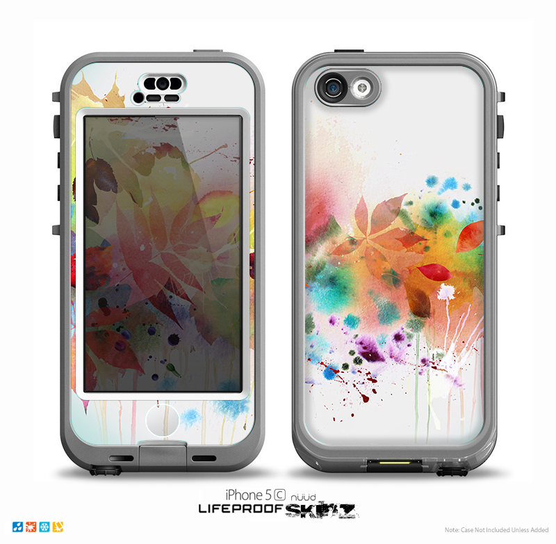 The Neon Colored Watercolor Branch Skin for the iPhone 5c nüüd LifeProof Case
