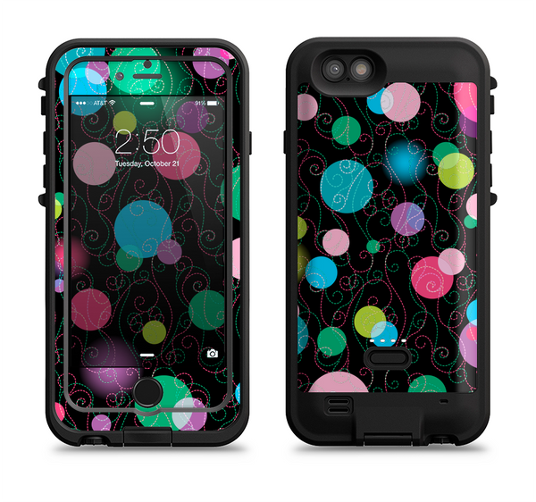 The Neon Colorful Stringy Orbs Apple iPhone 6/6s LifeProof Fre POWER Case Skin Set