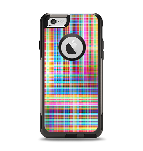 The Neon Faded Rainbow Plaid Apple iPhone 6 Otterbox Commuter Case Skin Set