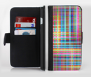 The Neon Faded Rainbow Plaid Ink-Fuzed Leather Folding Wallet Credit-Card Case for the Apple iPhone 6/6s, 6/6s Plus, 5/5s and 5c