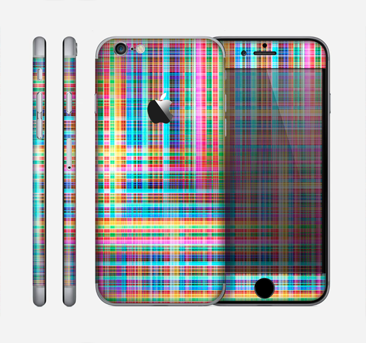 The Neon Faded Rainbow Plaid Skin for the Apple iPhone 6