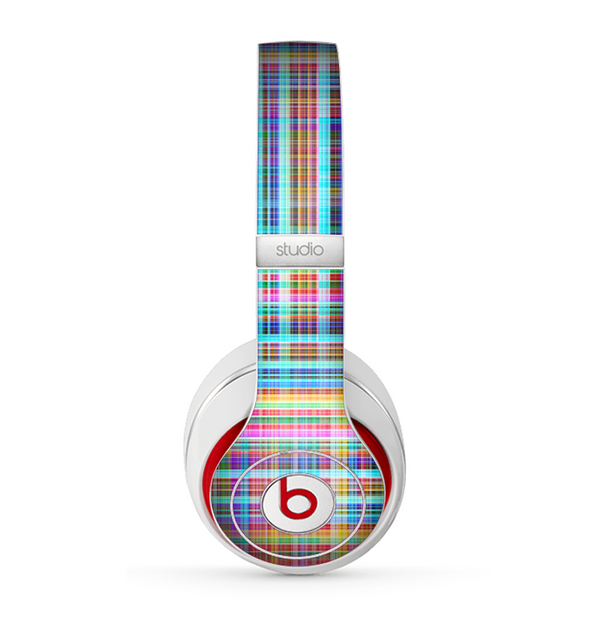 The Neon Faded Rainbow Plaid Skin for the Beats by Dre Studio (2013+ Version) Headphones