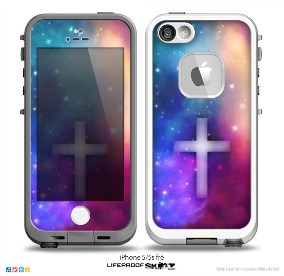The Neon Galaxy Simple Cross V3 Skin for the iPhone 5/5s-4/4s- or 5c LifeProof Case