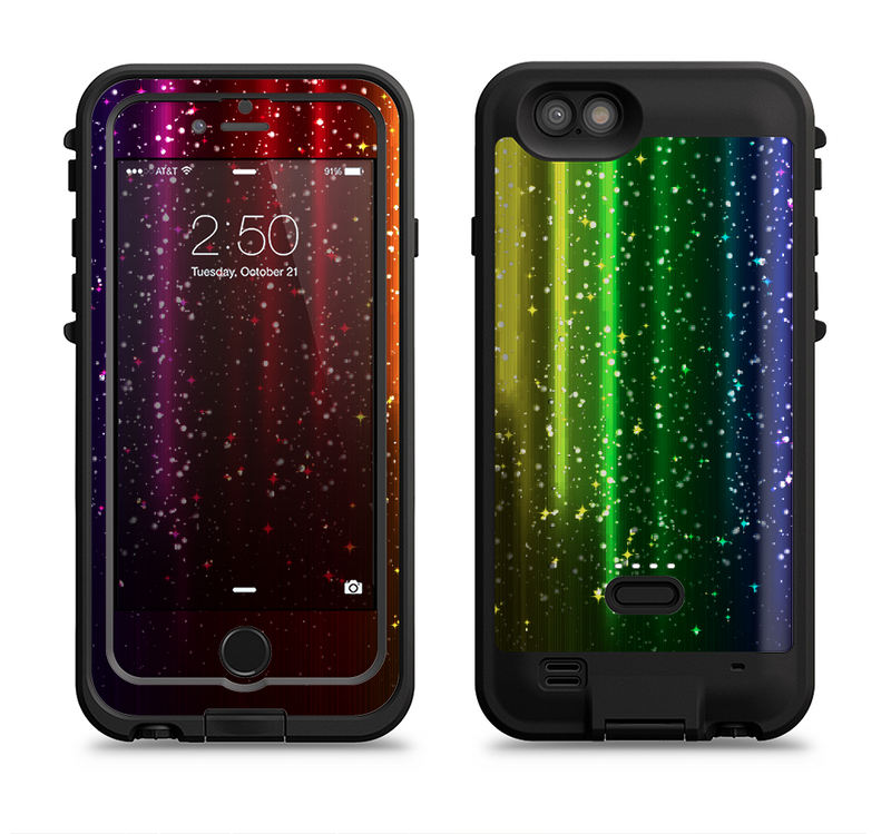 The Neon Glowing Rain Apple iPhone 6/6s LifeProof Fre POWER Case Skin Set