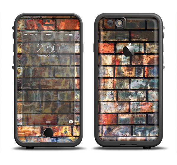 The Neon Graffiti Brick Wall Apple iPhone 6/6s LifeProof Fre Case Skin Set