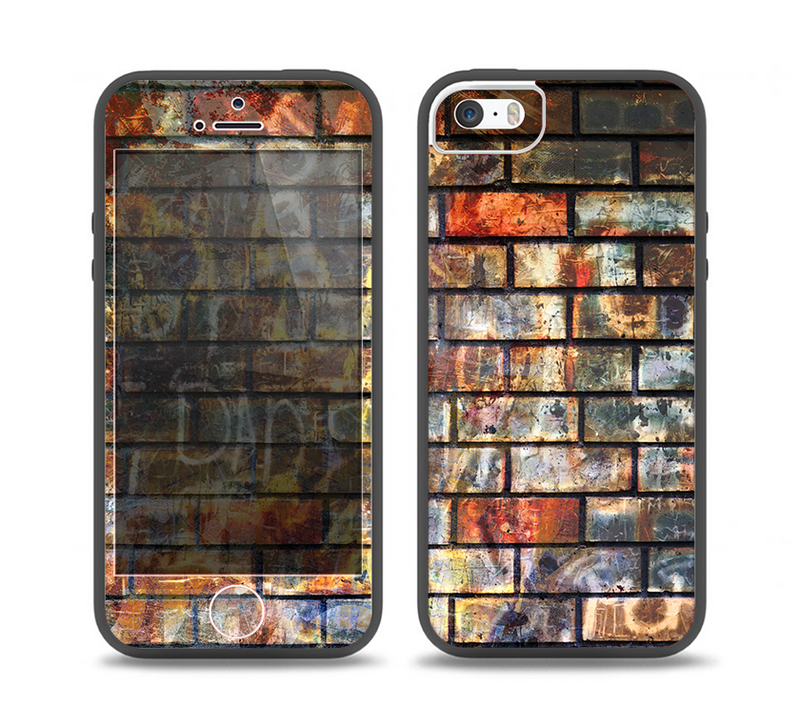 The Neon Graffiti Brick Wall Skin Set for the iPhone 5-5s Skech Glow Case