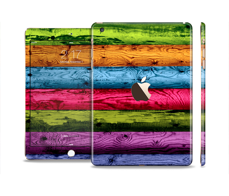 The Neon Heavy Grained Wood Full Body Skin Set for the Apple iPad Mini 3