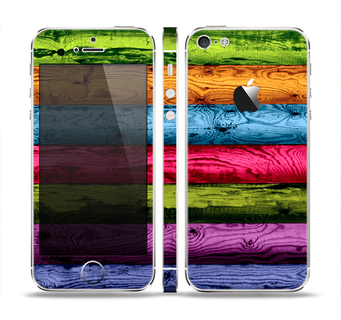 The Neon Heavy Grained Wood Skin Set for the Apple iPhone 5