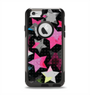 The Neon Highlighted Polka Stars On Black Apple iPhone 6 Otterbox Commuter Case Skin Set