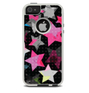 The Neon Highlighted Polka Stars On Black Skin For The iPhone 5-5s Otterbox Commuter Case