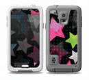 The Neon Highlighted Polka Stars On Black Skin for the Samsung Galaxy S5 frē LifeProof Case