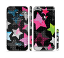 The Neon Highlighted Polka Stars On Black Sectioned Skin Series for the Apple iPhone 6s