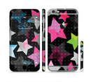 The Neon Highlighted Polka Stars On Black Sectioned Skin Series for the Apple iPhone 6s Plus