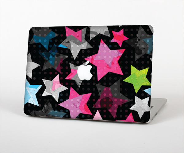 The Neon Highlighted Polka Stars On Black Skin for the Apple MacBook Pro Retina 15"
