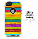 The Neon Horizontal Wood Planks Skin For The iPhone 4-4s or 5-5s Otterbox Commuter Case