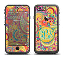 The Neon Orange Paisley Pattern Custom Monogram Apple iPhone 6/6s Plus LifeProof Fre Case Skin Set