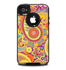 The Neon Orange Paisley Pattern Skin for the iPhone 4-4s OtterBox Commuter Case