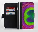 The Neon Peacock Feather Ink-Fuzed Leather Folding Wallet Credit-Card Case for the Apple iPhone 6/6s, 6/6s Plus, 5/5s and 5c