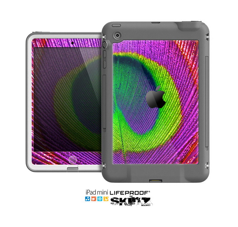 The Neon Peacock Feather Skin for the Apple iPad Mini LifeProof Case