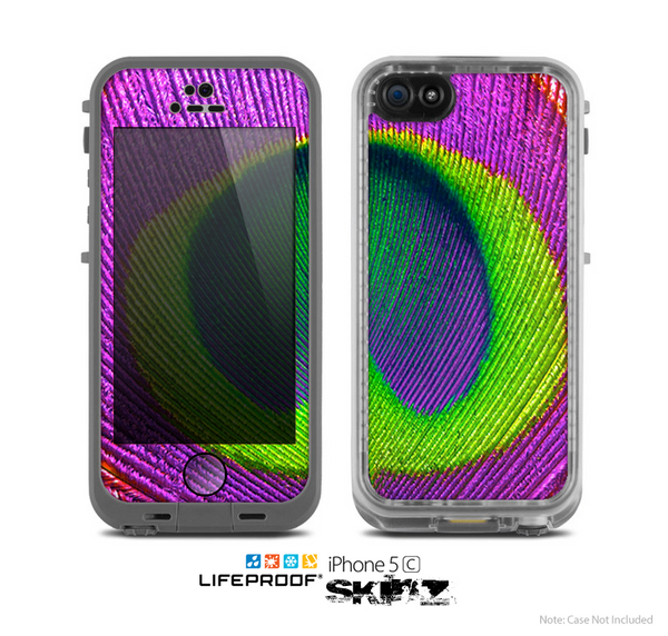 The Neon Peacock Feather Skin for the Apple iPhone 5c LifeProof Case