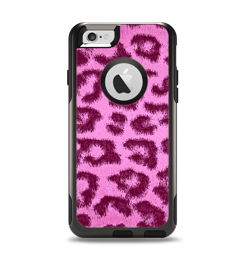 The Neon Pink Cheetah Animal Print Apple iPhone 6 Otterbox Commuter Case Skin Set