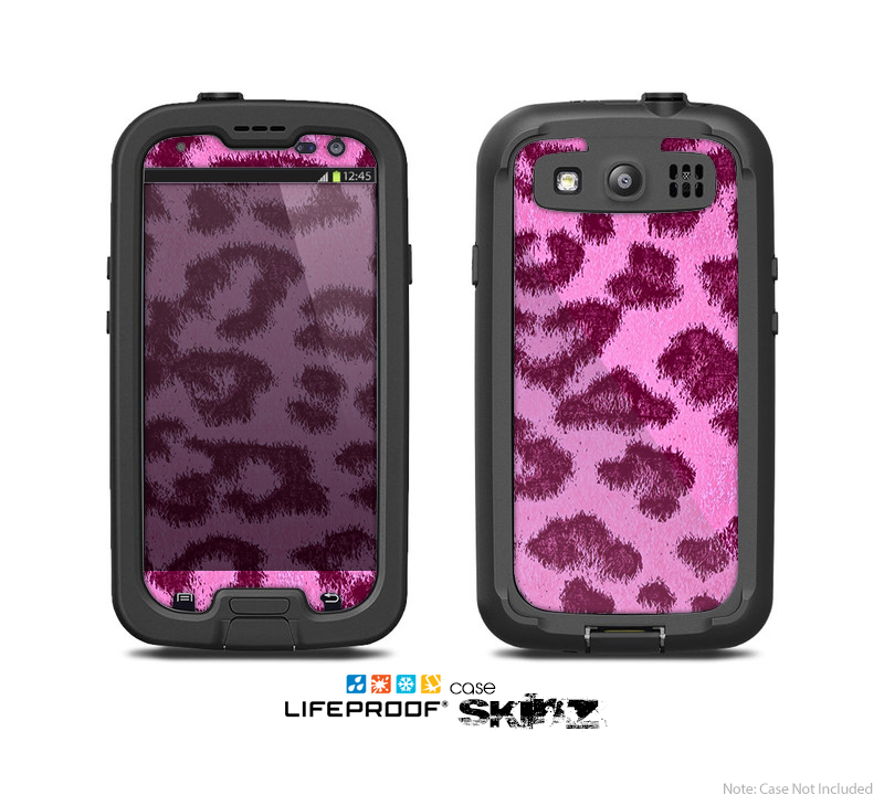 The Neon Pink Cheetah Animal Print Skin For The Samsung Galaxy S3 LifeProof Case