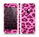 The Neon Pink Cheetah Animal Print Skin Set for the Apple iPhone 5s