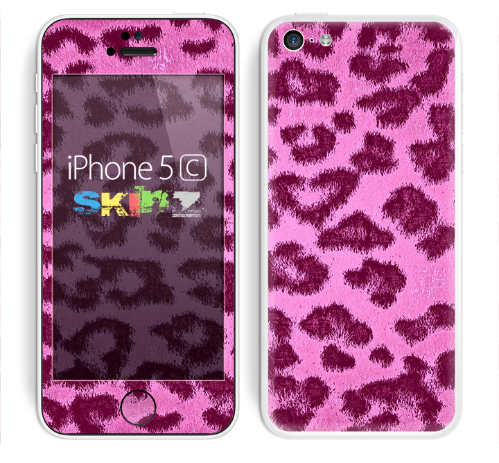 The Neon Pink Cheetah Animal Print Skin for the Apple iPhone 5c