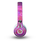 The Neon Pink Dyed Wood Grain Skin for the Beats by Dre Mixr Headphones